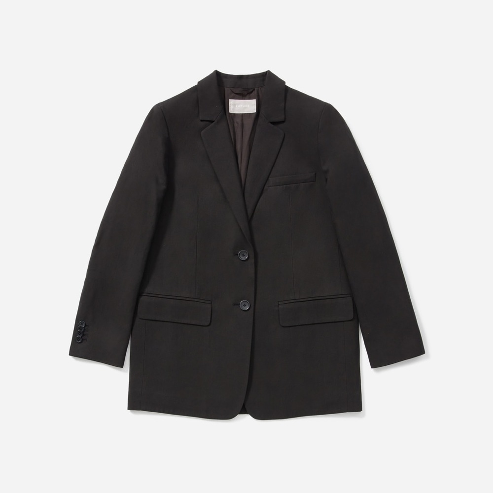 Everlane Black The Cotton-Linen Blazer Jacket US10